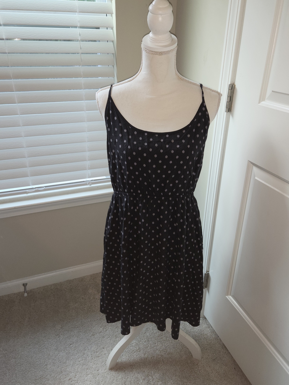 Women's Black Polka Dot Spaghetti Strap Dress
